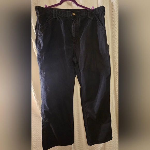 Mens Navy Carhartt Cargo Pant - Picture 4 of 13